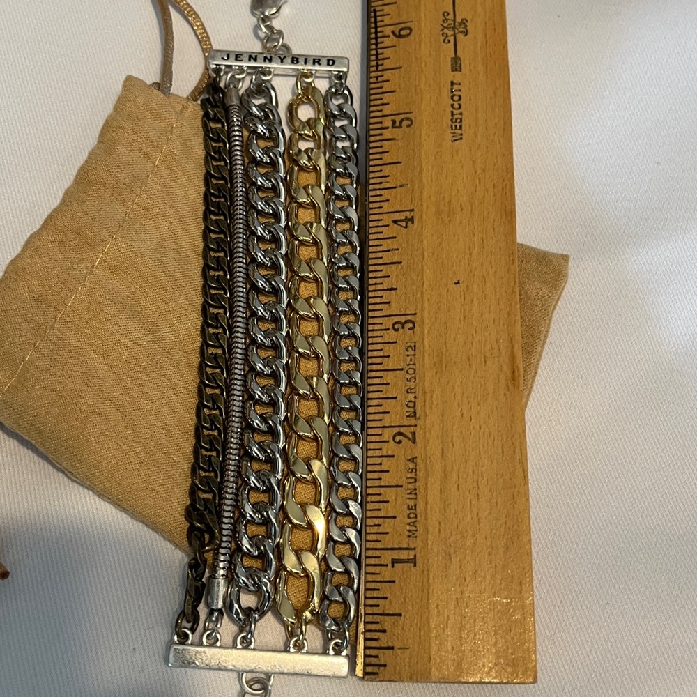 5-in-1 mixed metals bracelet Jenny Bird Austin Cuff with OG pouch - Picture 4 of 11